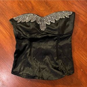 Charlotte Russe Black Embellished Strapless Corset Top